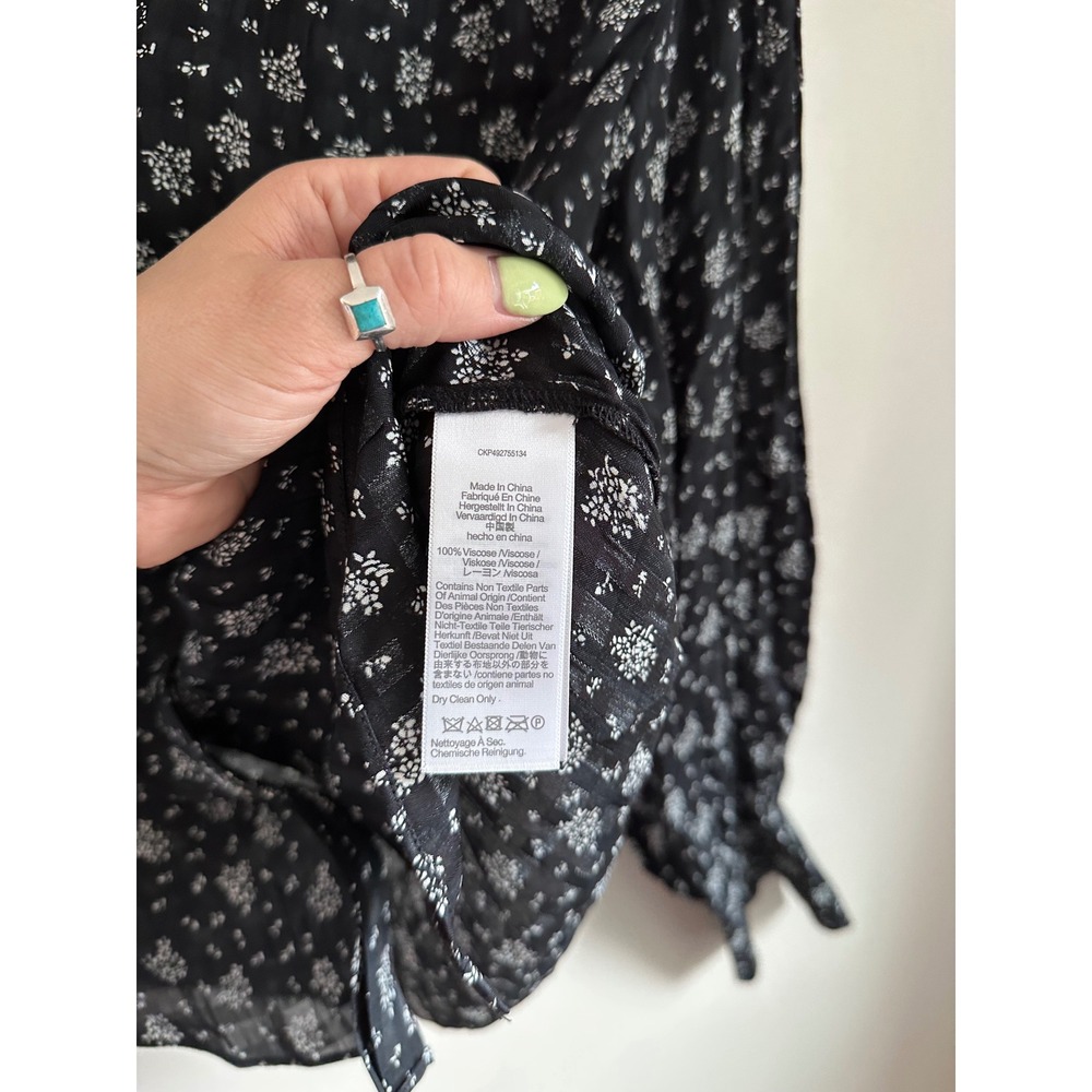 Madewell Button Down Shirt Womens S Black Floral EUC Textured Long Sleeve NT227 - Picture 7 of 10